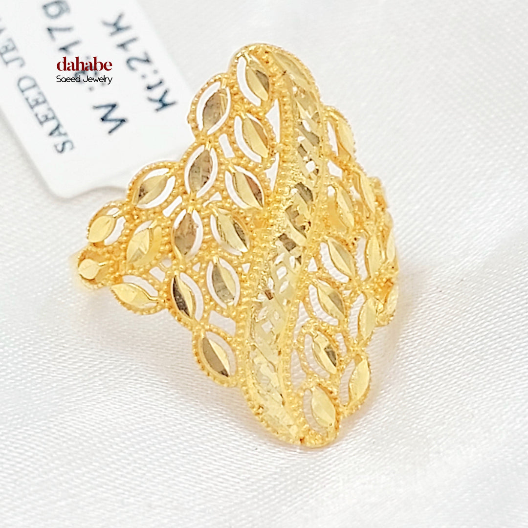 21K خاتم ورق الشجر-مجوهرات الشيخ سعيد-Saeed Jewelry 