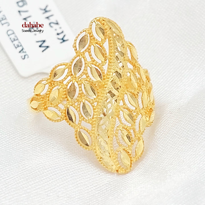 21K خاتم ورق الشجر-مجوهرات الشيخ سعيد-Saeed Jewelry 