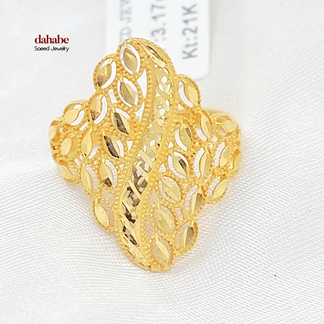 21K خاتم ورق الشجر-مجوهرات الشيخ سعيد-Saeed Jewelry 