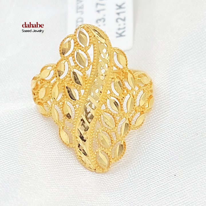 21K خاتم ورق الشجر-مجوهرات الشيخ سعيد-Saeed Jewelry 