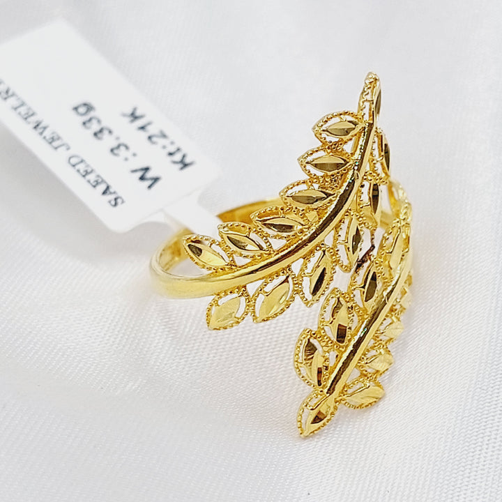 21K خاتم ورق الشجر-مجوهرات الشيخ سعيد-Saeed Jewelry 