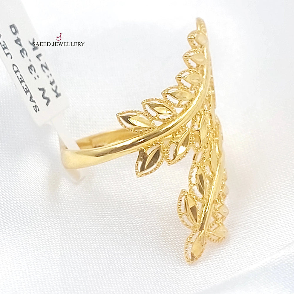 21K خاتم ورق الشجر-مجوهرات الشيخ سعيد-Saeed Jewelry 