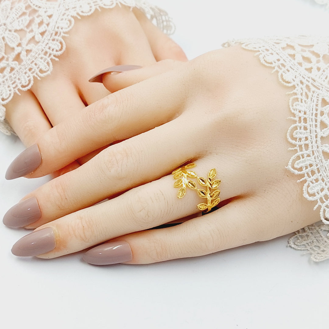 21K خاتم ورق الشجر-مجوهرات الشيخ سعيد-Saeed Jewelry 