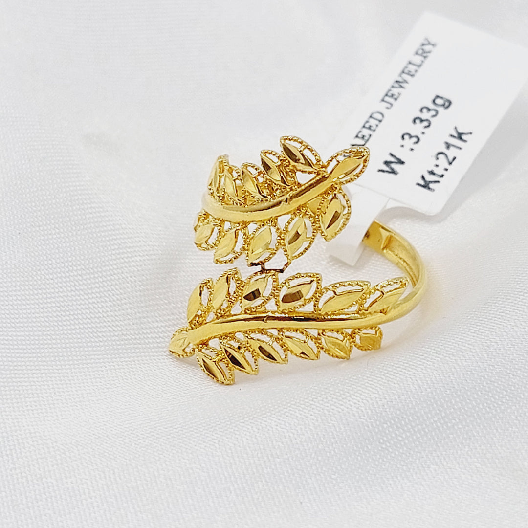 21K خاتم ورق الشجر-مجوهرات الشيخ سعيد-Saeed Jewelry 