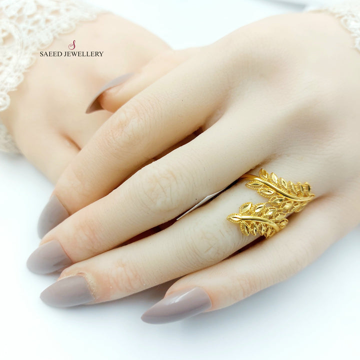 21K خاتم ورق الشجر-مجوهرات الشيخ سعيد-Saeed Jewelry 