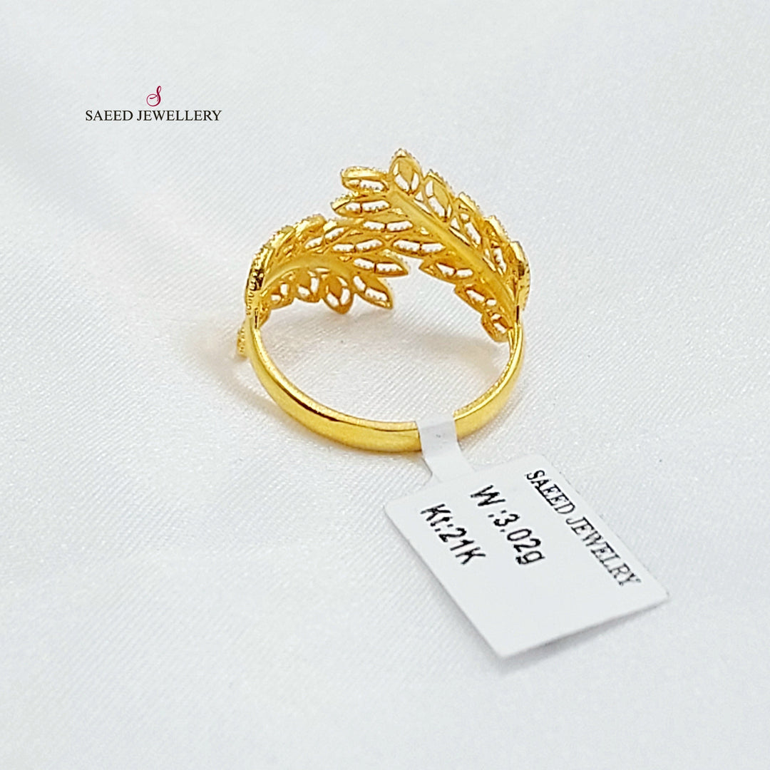 21K خاتم ورق الشجر-مجوهرات الشيخ سعيد-Saeed Jewelry 