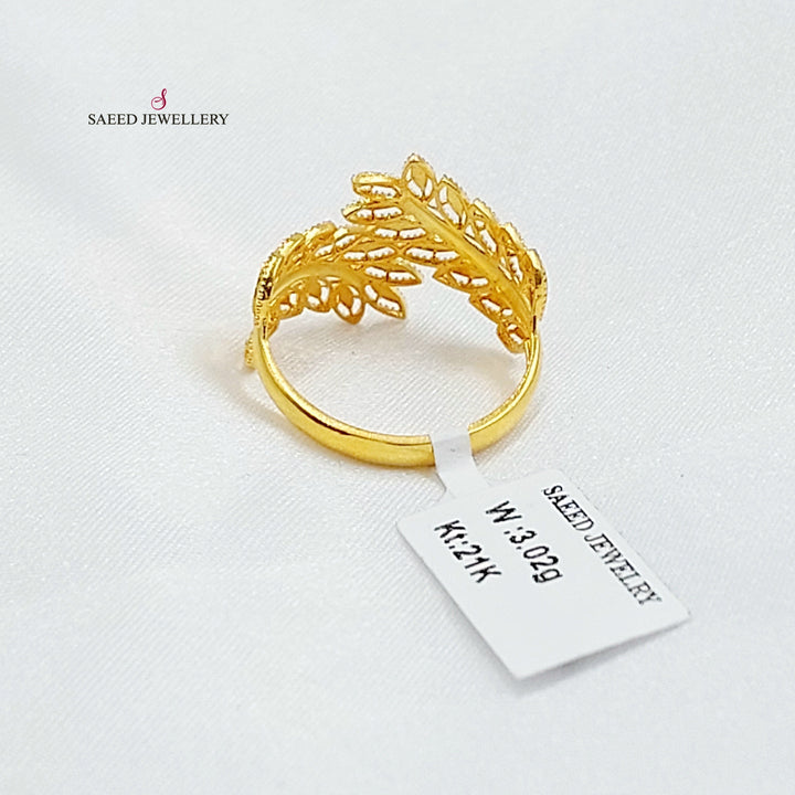 21K خاتم ورق الشجر-مجوهرات الشيخ سعيد-Saeed Jewelry 