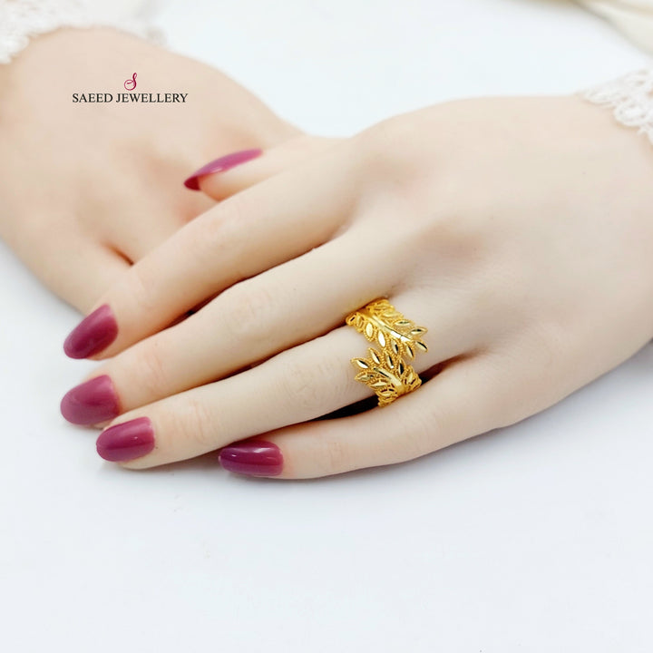 21K خاتم ورق الشجر-مجوهرات الشيخ سعيد-Saeed Jewelry 