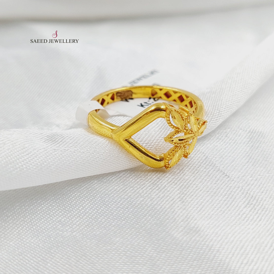 21K خاتم ورق الشجر-مجوهرات الشيخ سعيد-Saeed Jewelry 