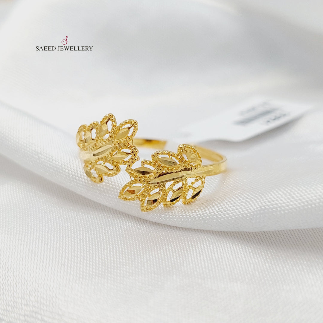 21K خاتم ورق الشجر-مجوهرات الشيخ سعيد-Saeed Jewelry 