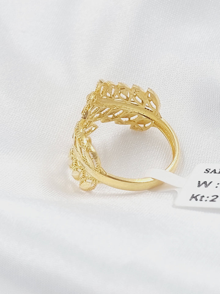 21K خاتم ورق الشجر-مجوهرات الشيخ سعيد-Saeed Jewelry 