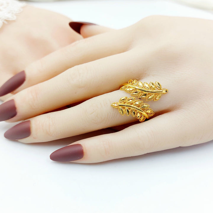 21K خاتم ورق الشجر-مجوهرات الشيخ سعيد-Saeed Jewelry 