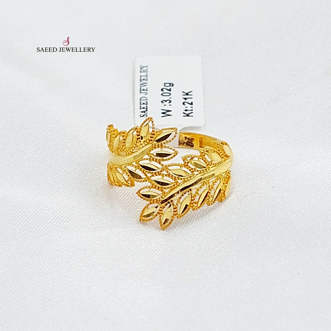21K خاتم ورق الشجر-مجوهرات الشيخ سعيد-Saeed Jewelry 