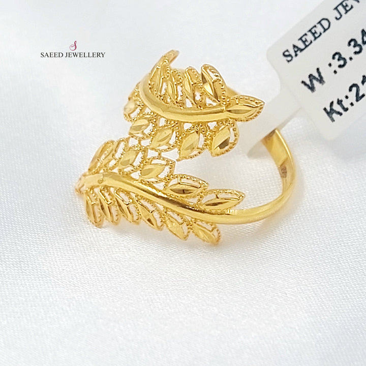 21K خاتم ورق الشجر-مجوهرات الشيخ سعيد-Saeed Jewelry 
