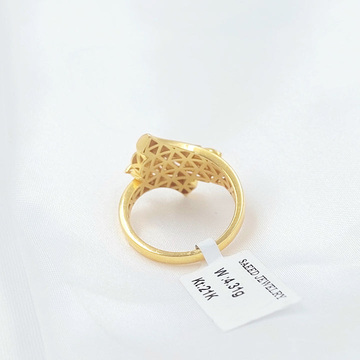 21K خاتم ورق الشجر-مجوهرات الشيخ سعيد-Saeed Jewelry 