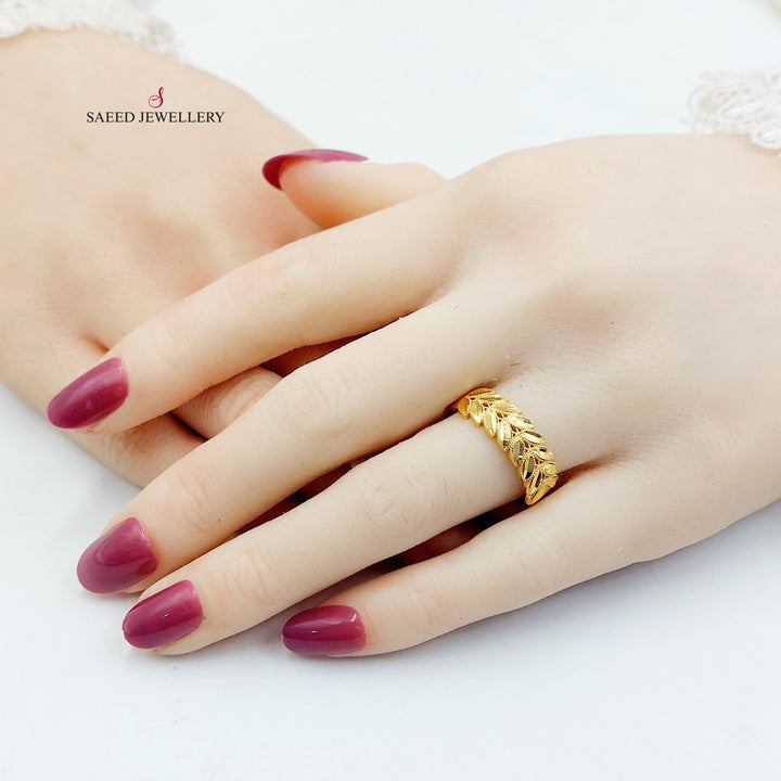 21K خاتم ورق الشجر-مجوهرات الشيخ سعيد-Saeed Jewelry 