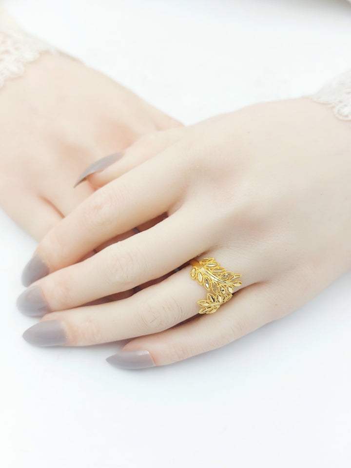 21K خاتم ورق الشجر-مجوهرات الشيخ سعيد-Saeed Jewelry 