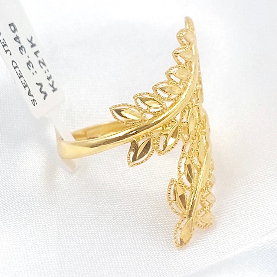 21K خاتم ورق الشجر-مجوهرات الشيخ سعيد-Saeed Jewelry 
