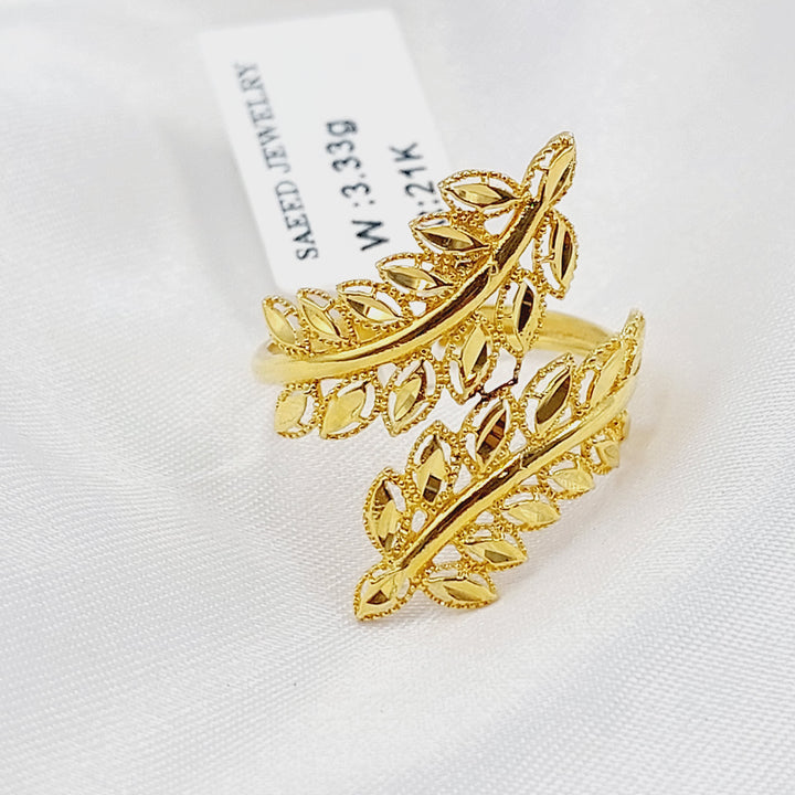 21K خاتم ورق الشجر-مجوهرات الشيخ سعيد-Saeed Jewelry 