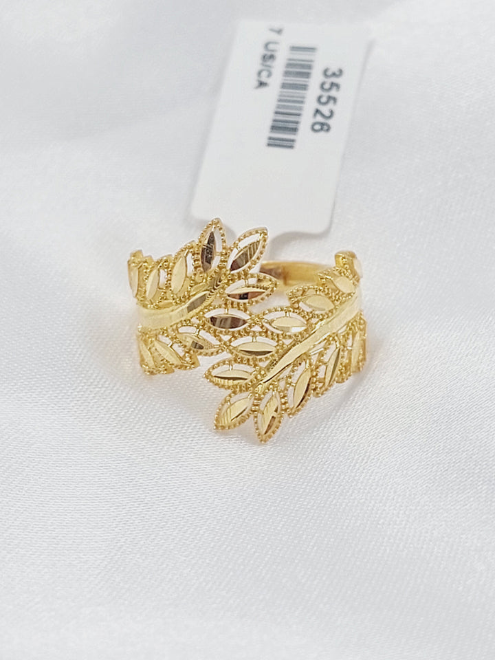 21K خاتم ورق الشجر-مجوهرات الشيخ سعيد-Saeed Jewelry 
