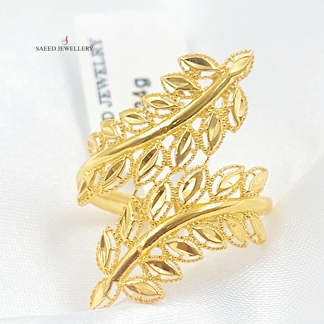 21K خاتم ورق الشجر-مجوهرات الشيخ سعيد-Saeed Jewelry 
