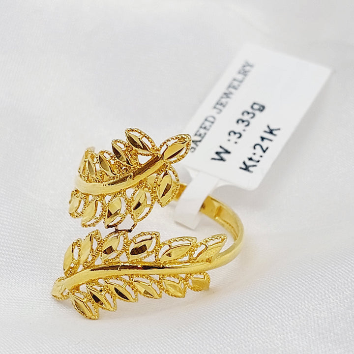 21K خاتم ورق الشجر-مجوهرات الشيخ سعيد-Saeed Jewelry 