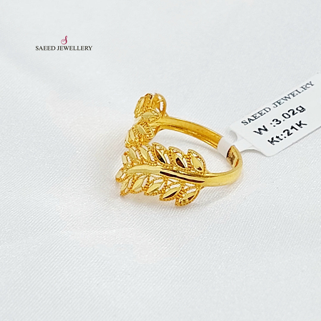 21K خاتم ورق الشجر-مجوهرات الشيخ سعيد-Saeed Jewelry 