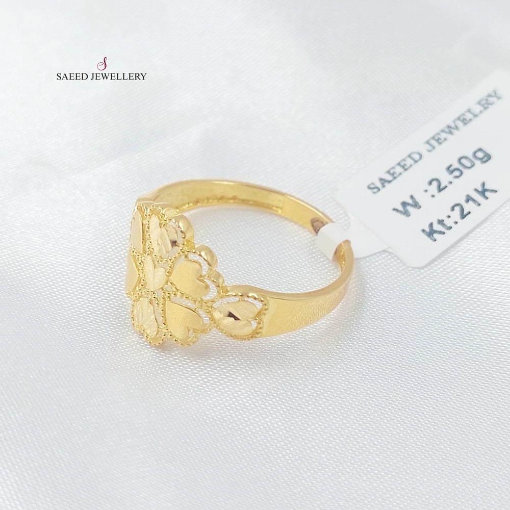 Leaf Rose Ring Made of 21K Gold by Saeed Jewelry 