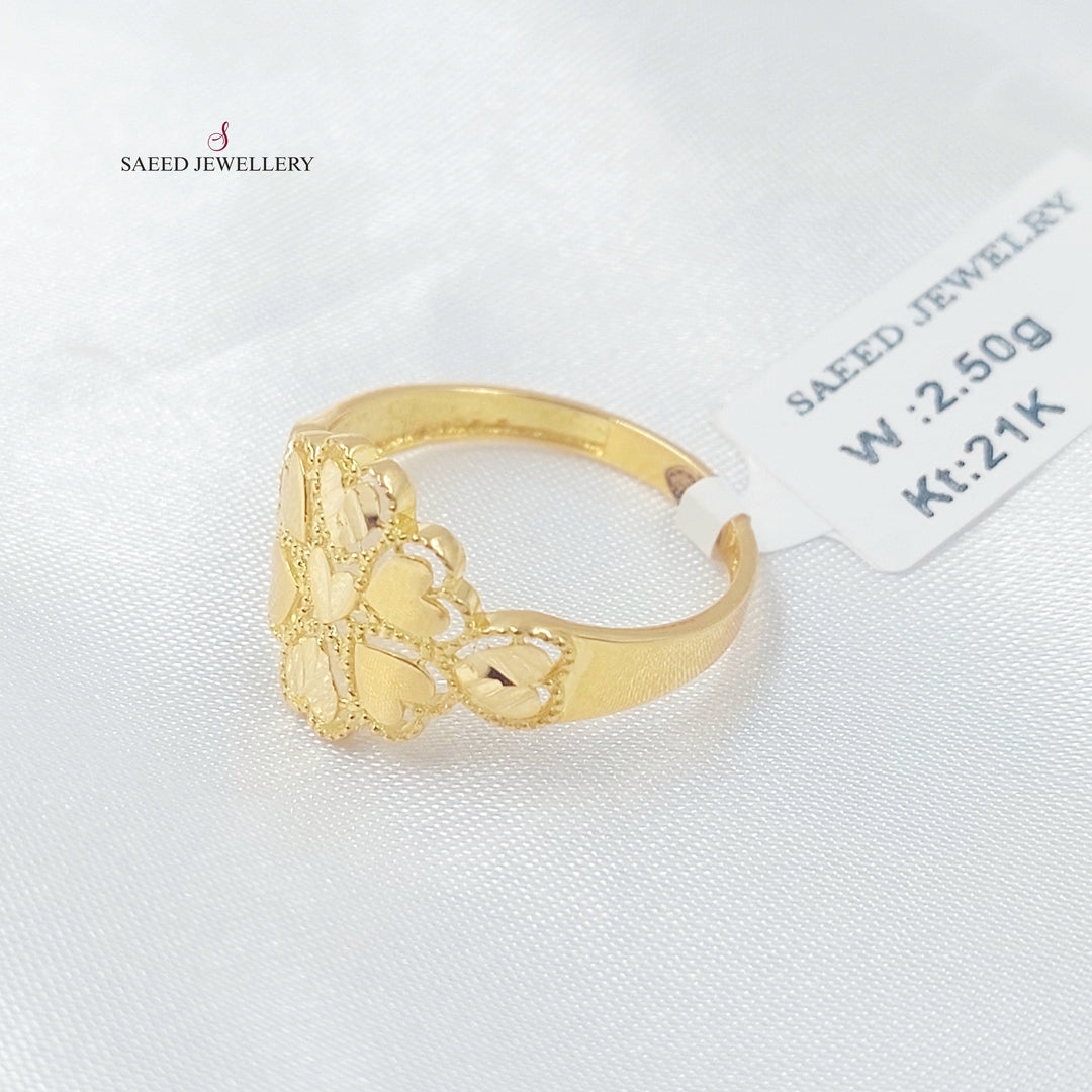 Leaf Rose Ring Made of 21K Gold by Saeed Jewelry 