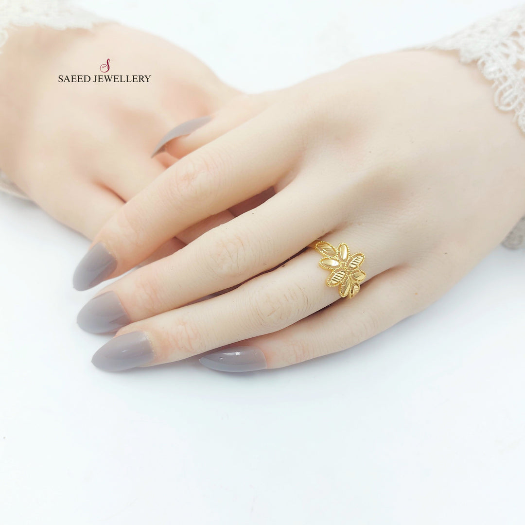 Leaf Rose Ring Made of 21K Gold by Saeed Jewelry 