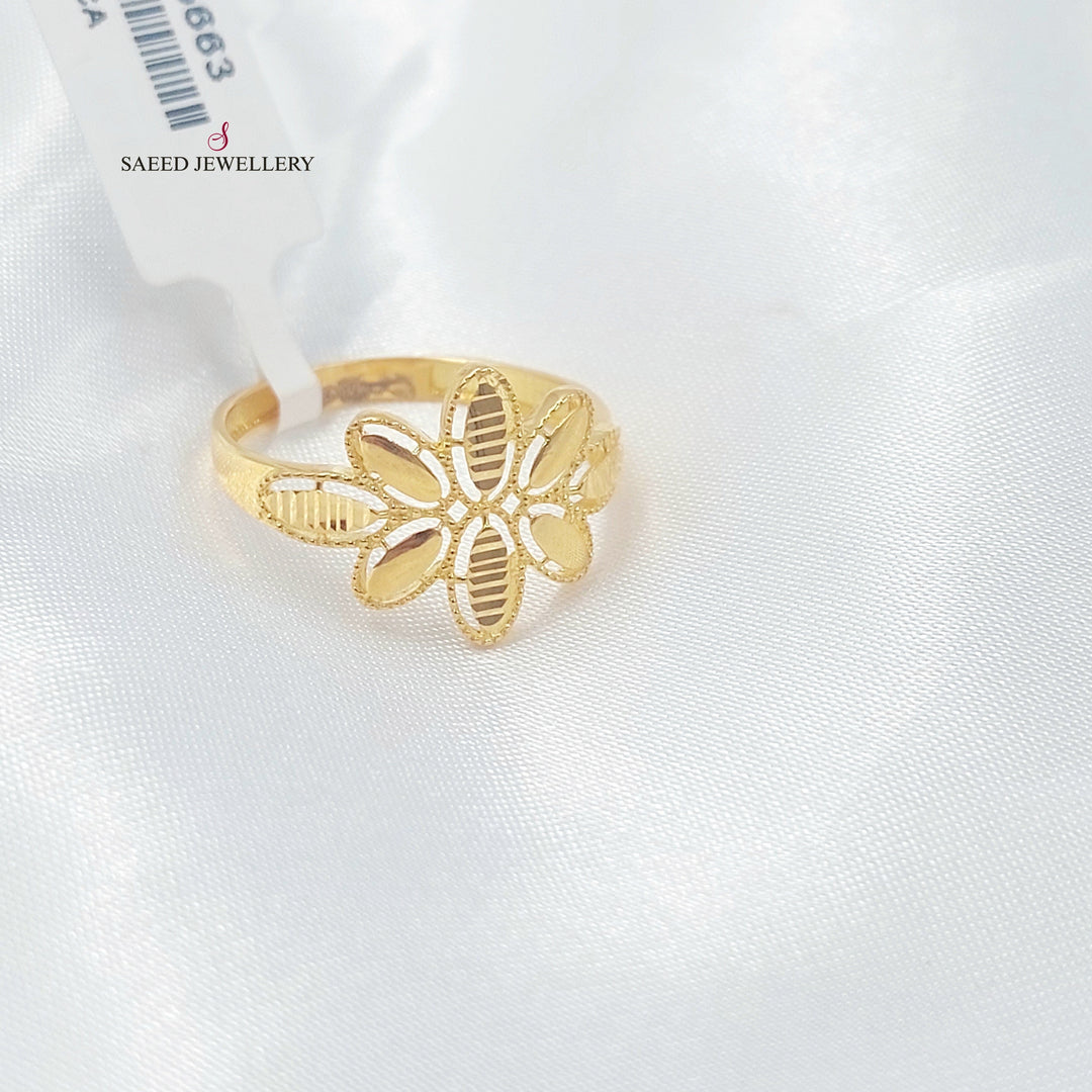 21K خاتم وردة ورق الشجر-مجوهرات الشيخ سعيد-Saeed Jewelry 