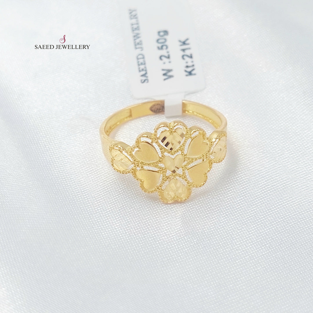 Leaf Rose Ring Made of 21K Gold by Saeed Jewelry 