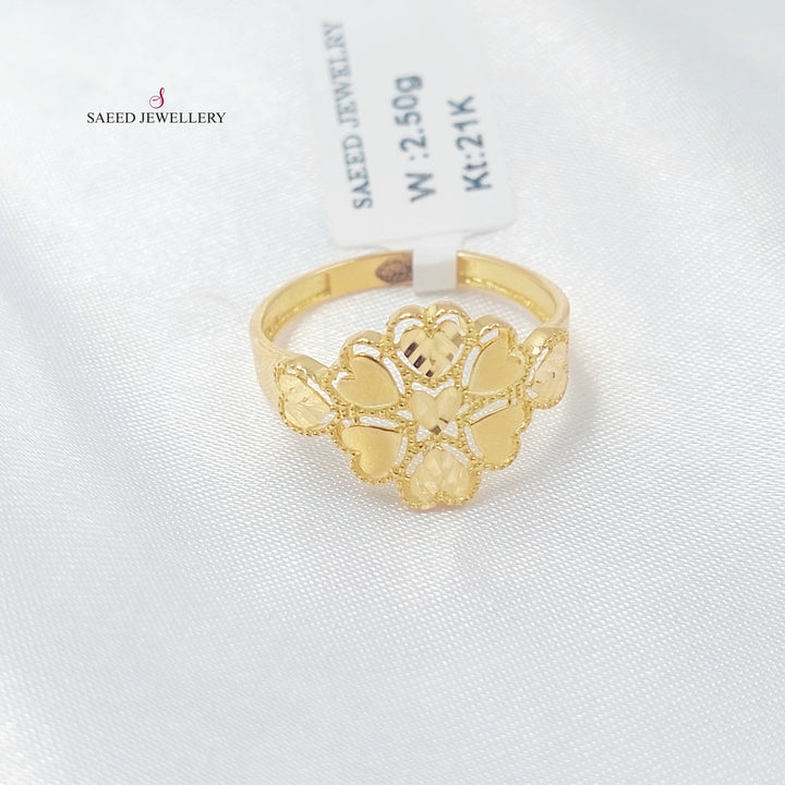 Leaf Rose Ring Made of 21K Gold by Saeed Jewelry 