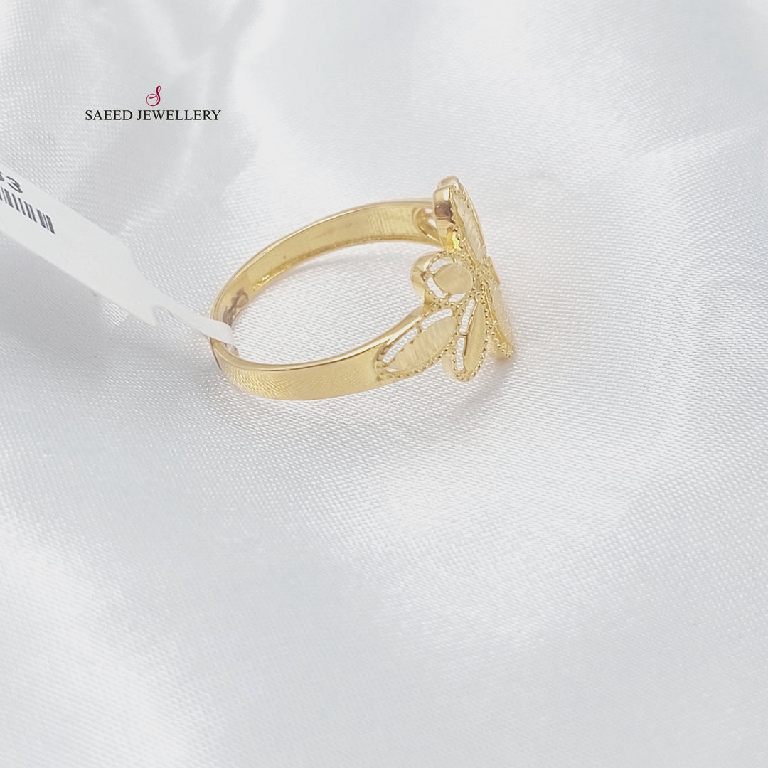 21K خاتم وردة ورق الشجر-مجوهرات الشيخ سعيد-Saeed Jewelry 