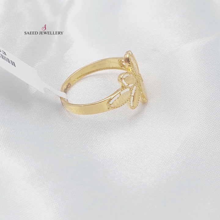 21K خاتم وردة ورق الشجر-مجوهرات الشيخ سعيد-Saeed Jewelry 