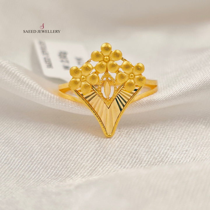 21K خاتم تركي ورق الشجر-مجوهرات الشيخ سعيد-Saeed Jewelry 