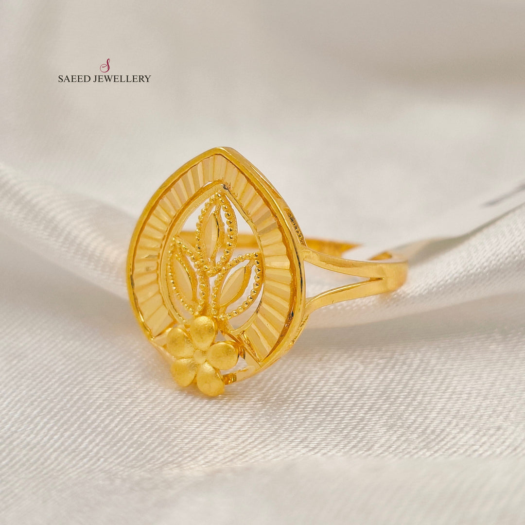 Leaf Turkish Ring Made of 21K Gold by Saeed Jewelry 