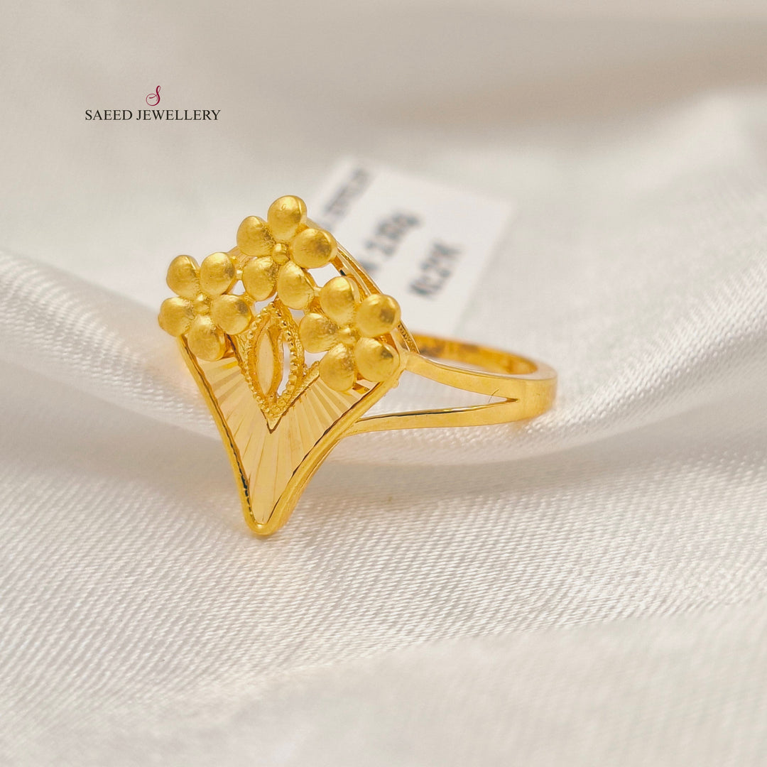 21K خاتم تركي ورق الشجر-مجوهرات الشيخ سعيد-Saeed Jewelry 