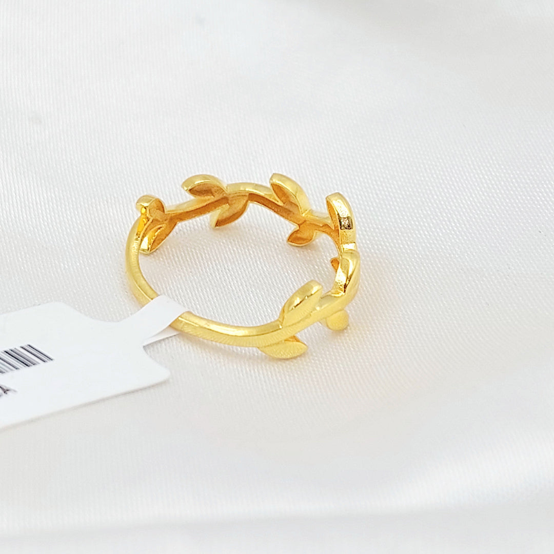 21K خاتم ورق الشجر ناعم-مجوهرات الشيخ سعيد-Saeed Jewelry 