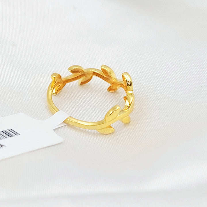 21K خاتم ورق الشجر ناعم-مجوهرات الشيخ سعيد-Saeed Jewelry 