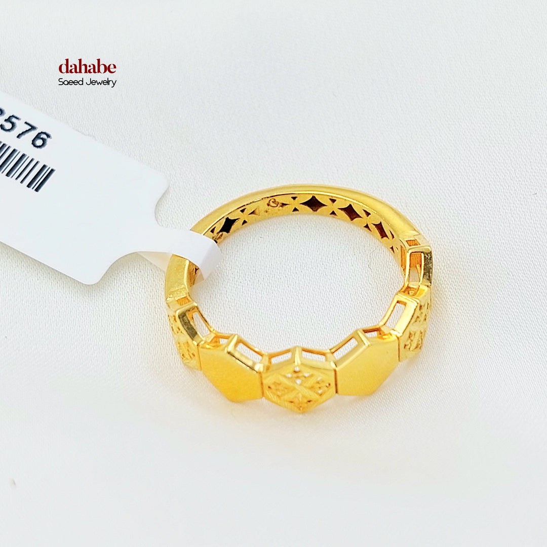 21K Gold Geometric Openwork Ring
