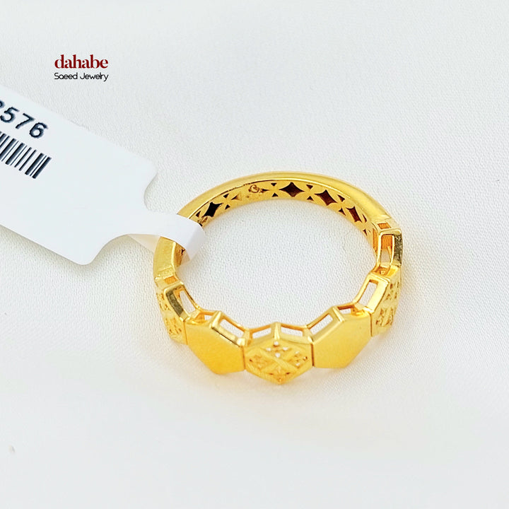 21K Gold Geometric Openwork Ring