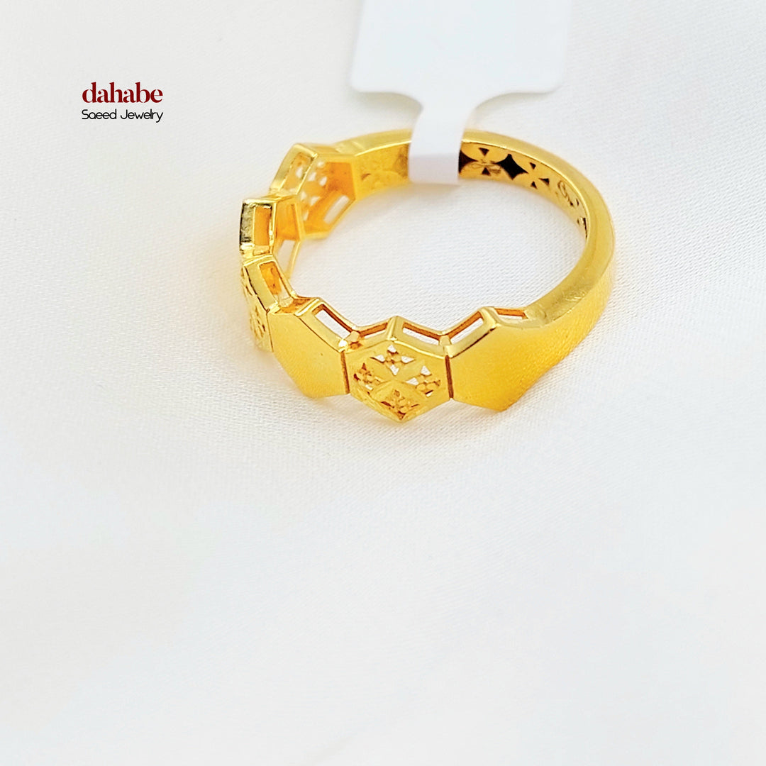 21K Gold Geometric Openwork Ring