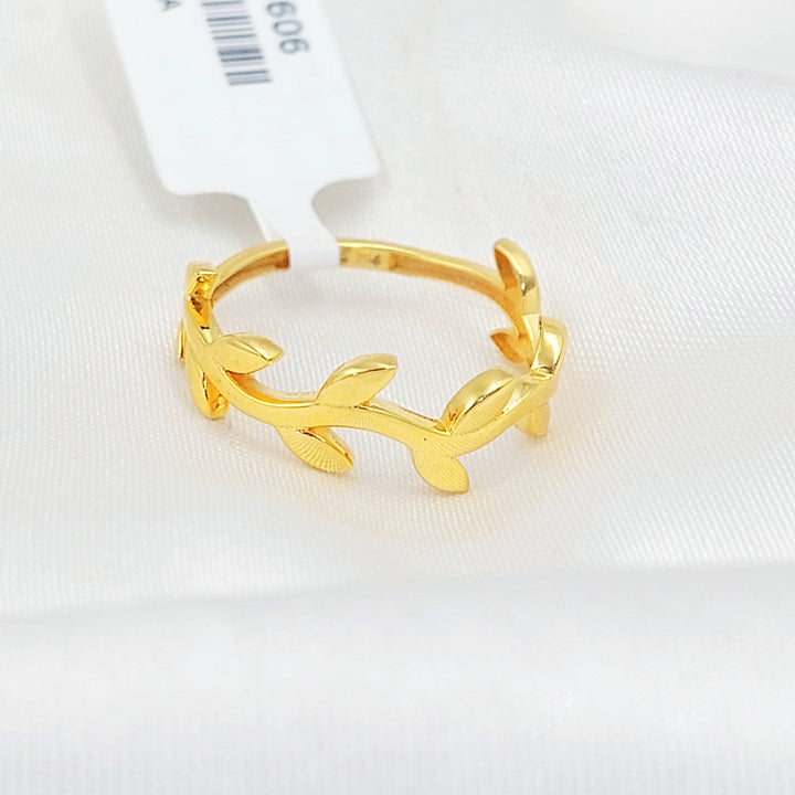 21K خاتم ورق الشجر ناعم-مجوهرات الشيخ سعيد-Saeed Jewelry 