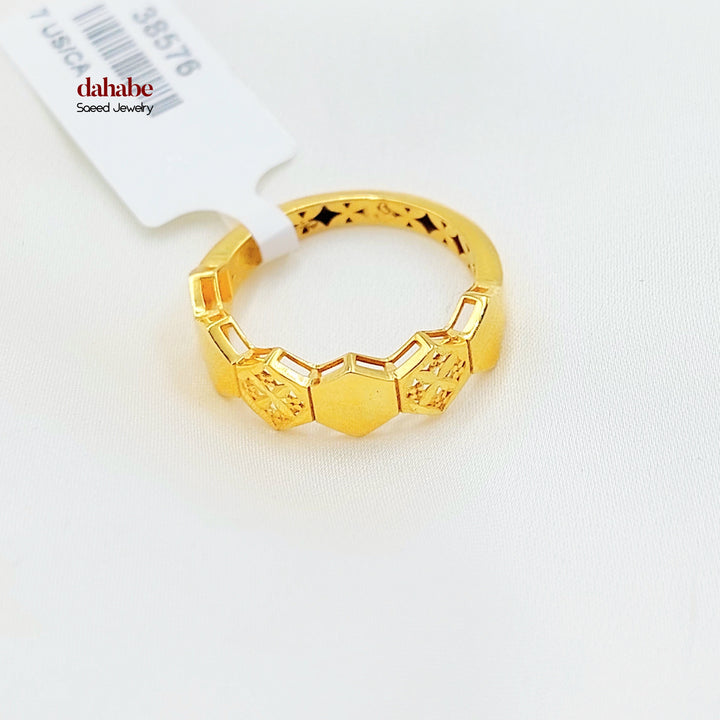 21K Gold Geometric Openwork Ring