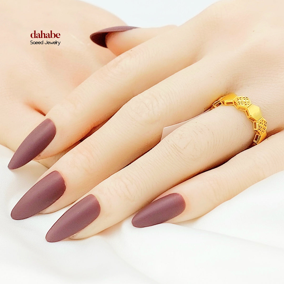 21K Gold Geometric Openwork Ring