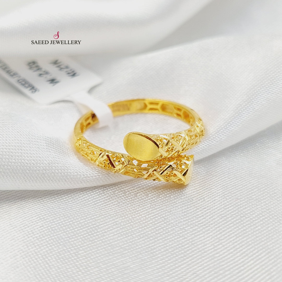 21K خاتم نقش ناعم-مجوهرات الشيخ سعيد-Saeed Jewelry 