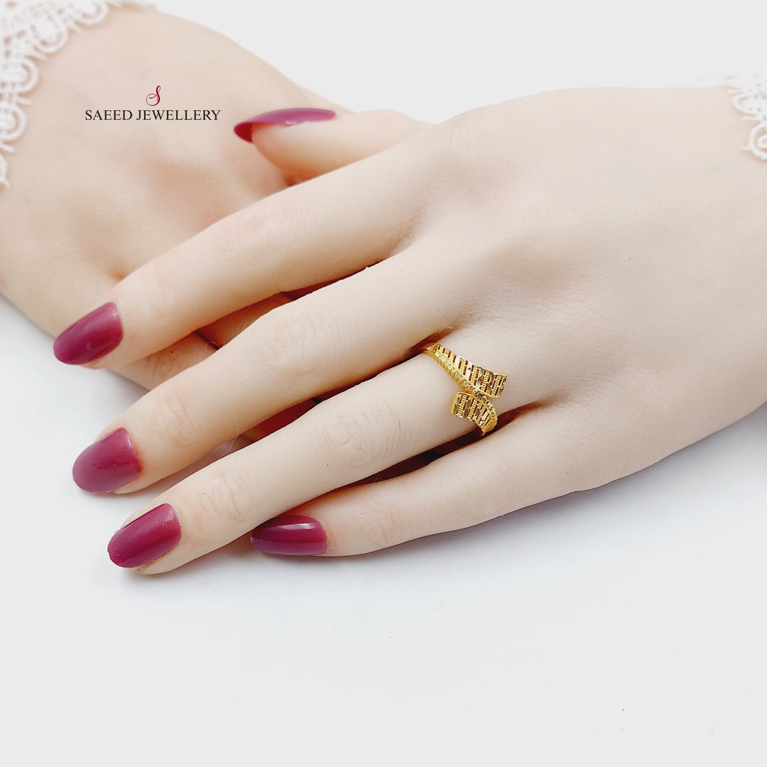 Light Engraved Ring Made of 21K Gold by Saeed Jewelry 