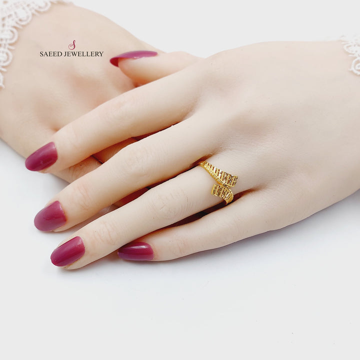 Light Engraved Ring Made of 21K Gold by Saeed Jewelry 