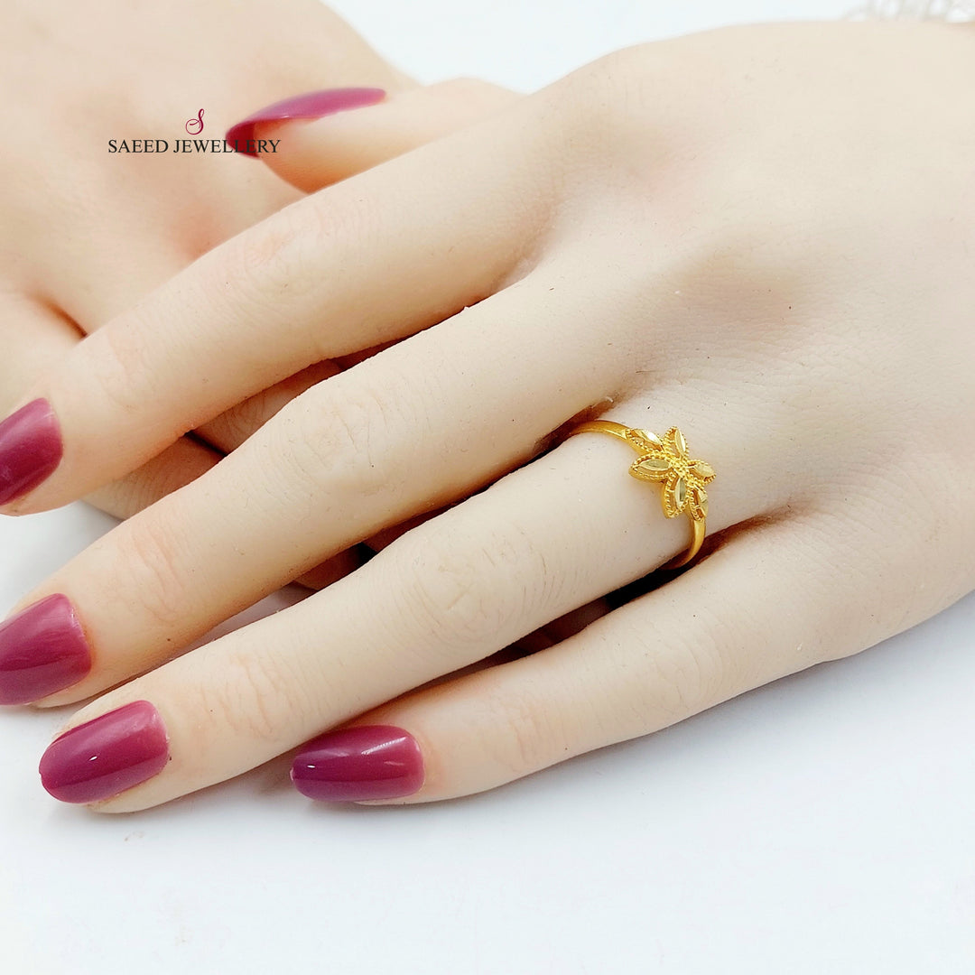 21K خاتم وردة ناعم-مجوهرات الشيخ سعيد-Saeed Jewelry 
